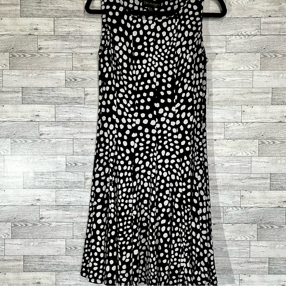 DN Design Fit & Flare Slip Dress / Black & White /‎ Size 10